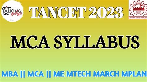 tancet 2023 syllabus for mca
